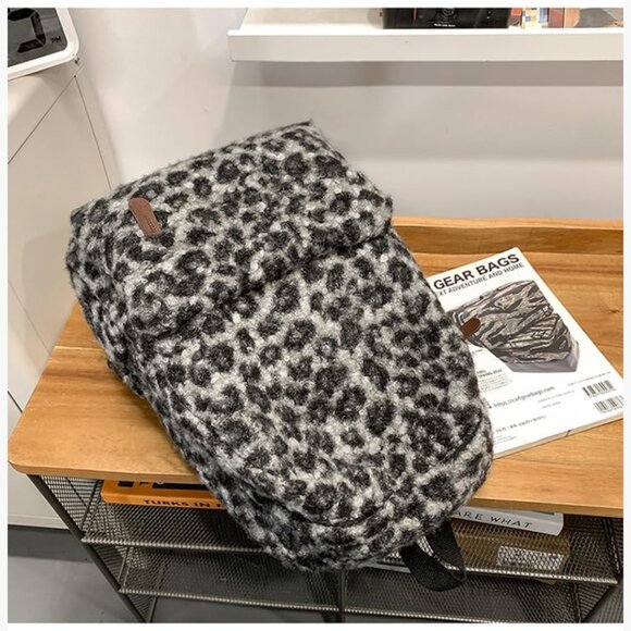 Fuzzy Cheetah Backpack, Adjustable Strap, Lightweight Corduroy, Daypack Purse main image 5
